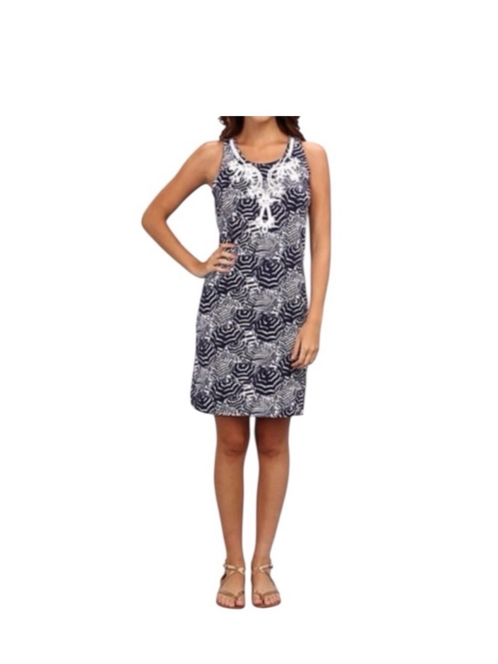 Lilly Pulitzer  Oh cabana boy print Navy & White Floral Tank Cover-Up Dress